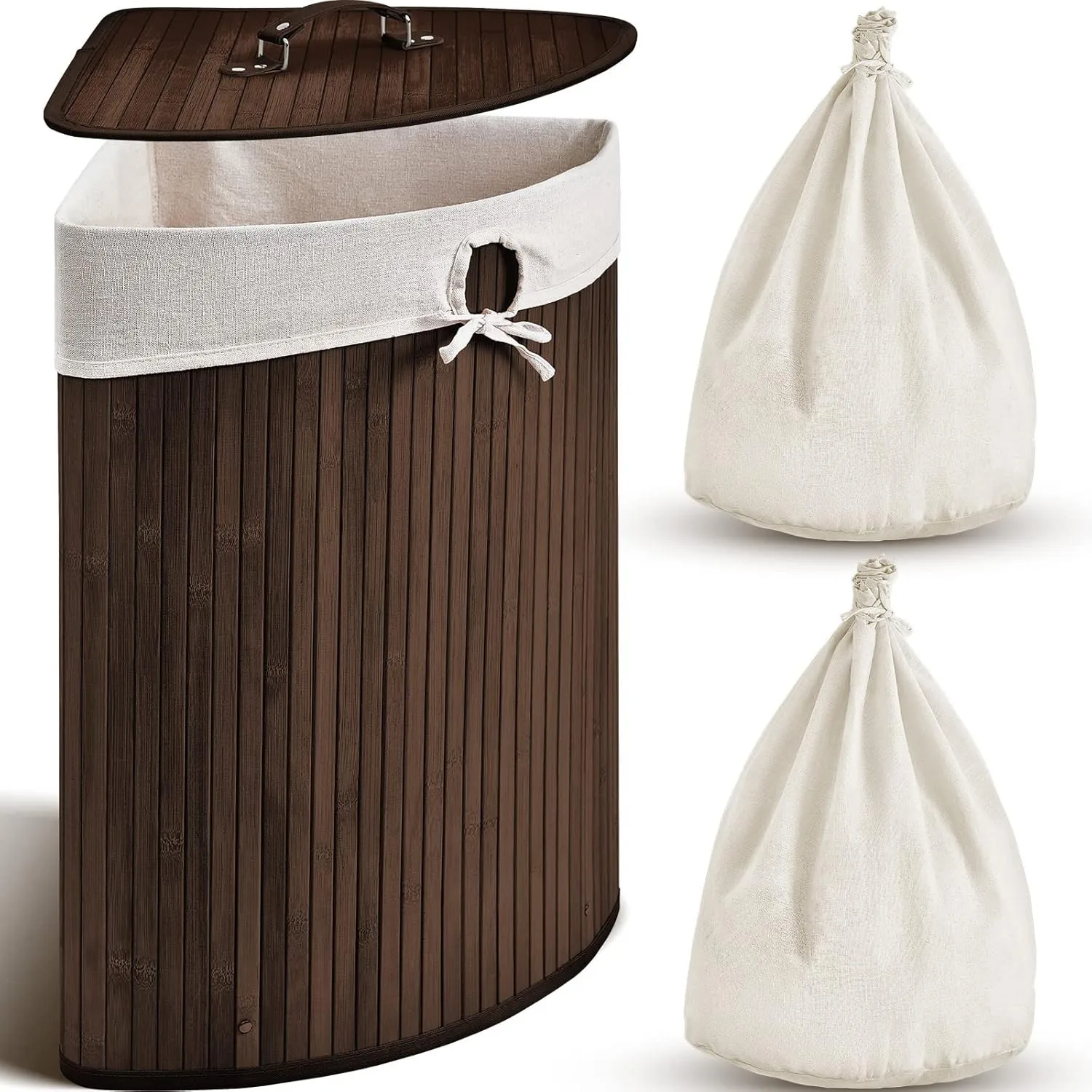 

Wooden laundry basket with lid