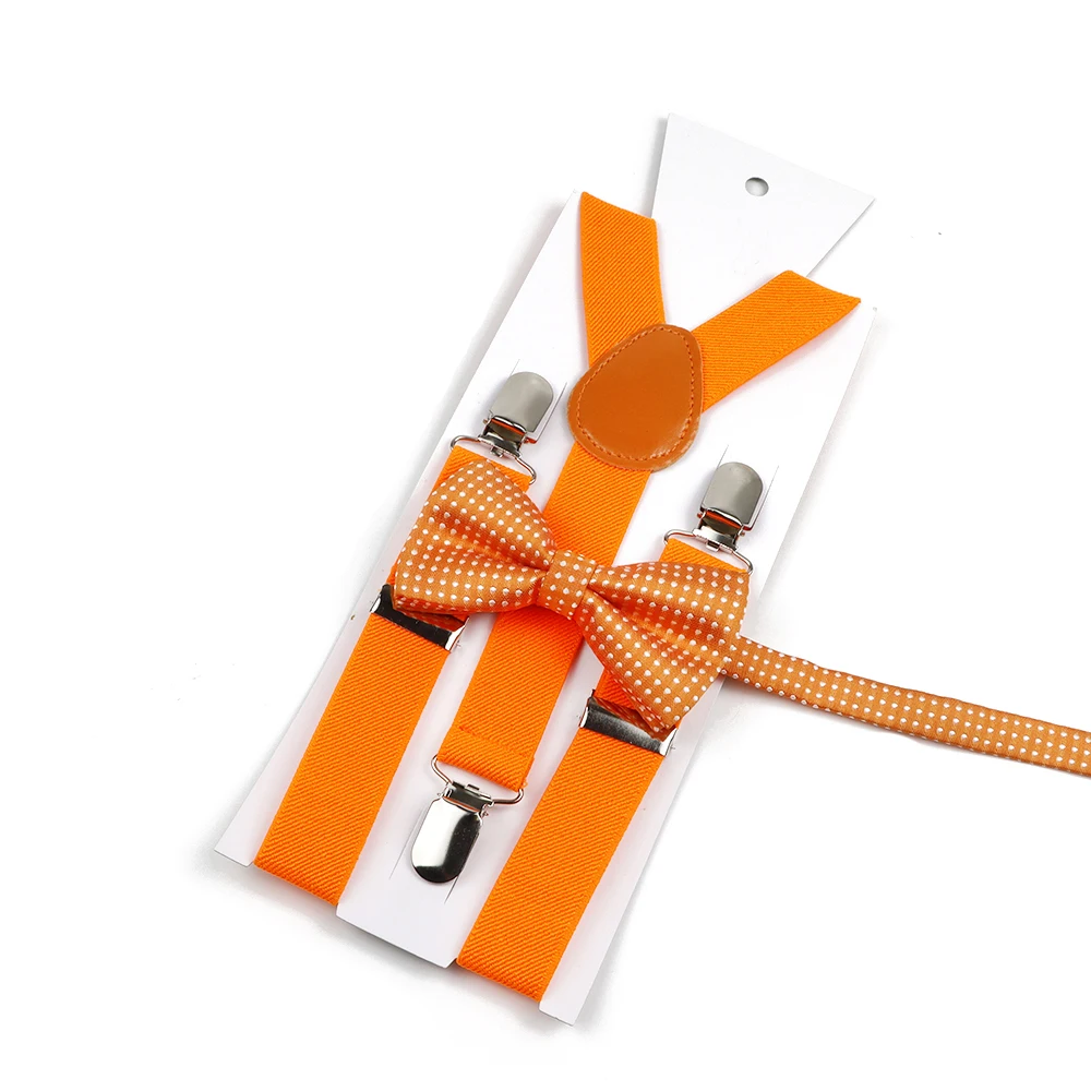 Men's Kids Solid Color Suspender Bowtie Set