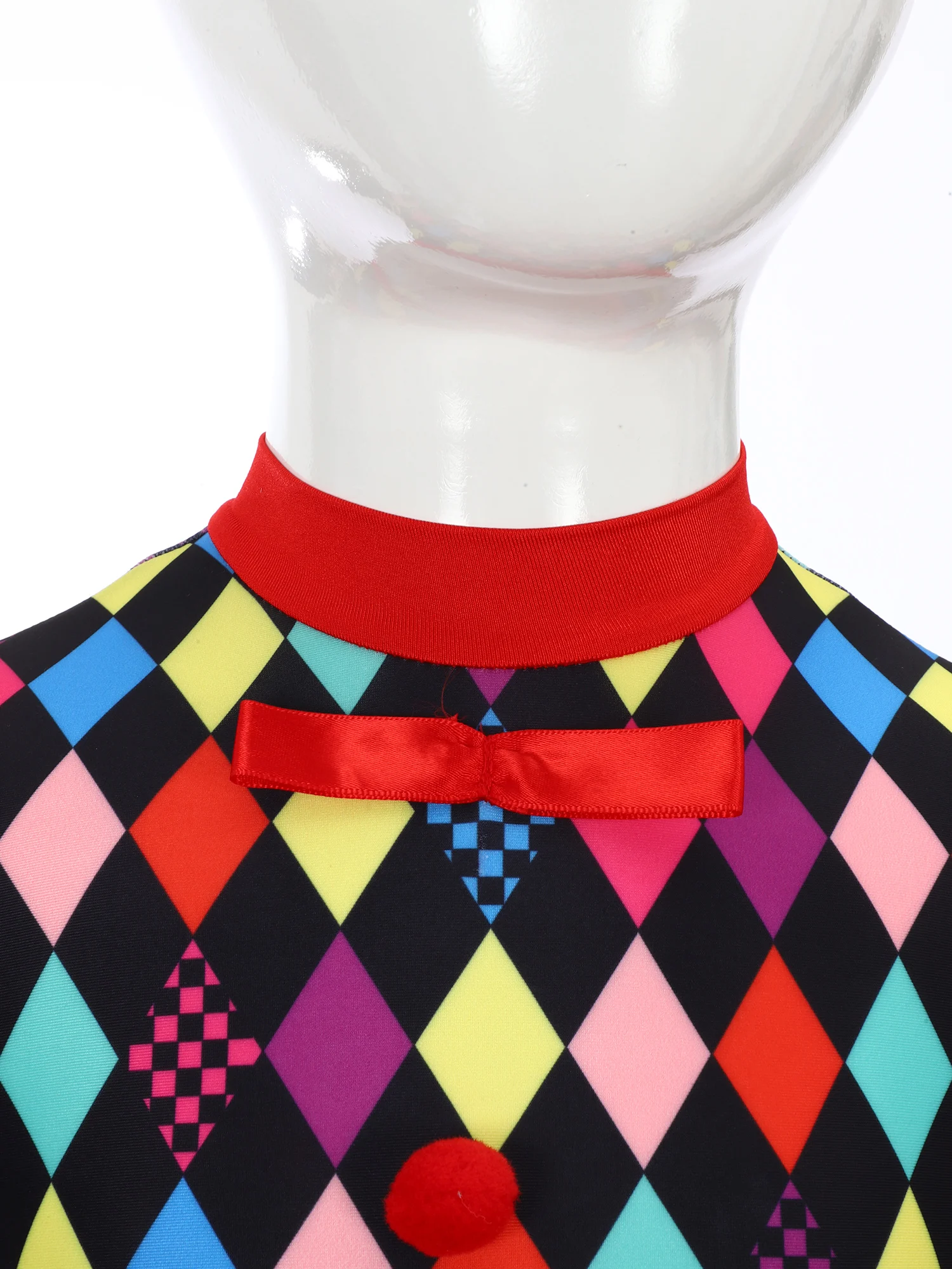 Teen Girls Circus Clown Cosplay Costume Short Sleeve Argyle Print Mesh Ballet Dance Tutu Dress Halloween Carnival Party Dress Up - view 4