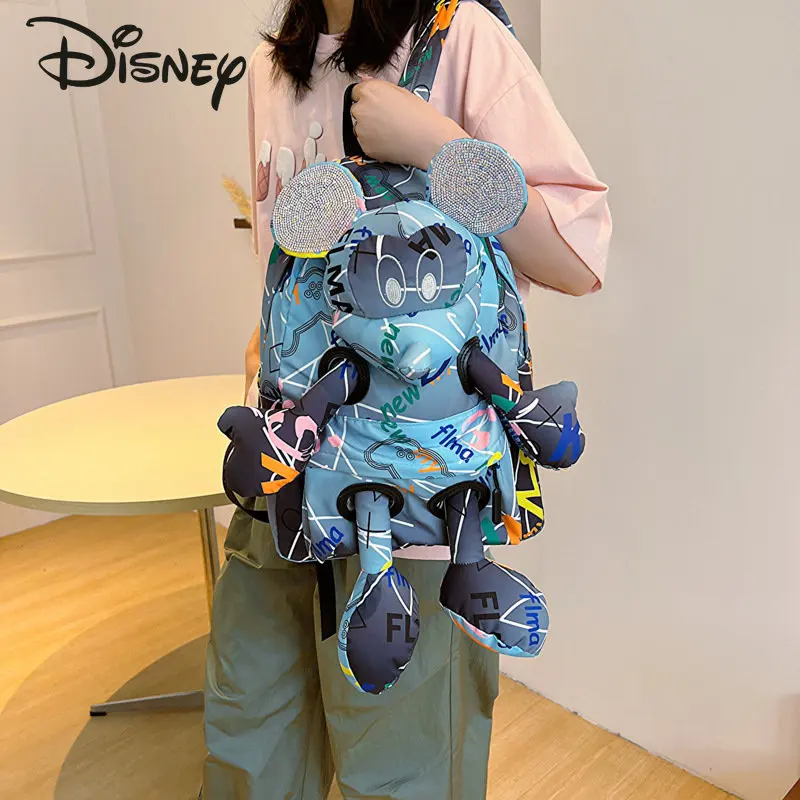 Disney mickey\'nin yeni serin bebek sırt çantası moda yüksek kaliteli kadın sırt çantası karikatür rahat yönlü Hip Hop erkek sırt çantası