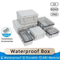 IP66 Waterproof Electrical Junction Box ABS Plastic PC Enclosure with Hinged Buckle Outdoor Power Distribution Box