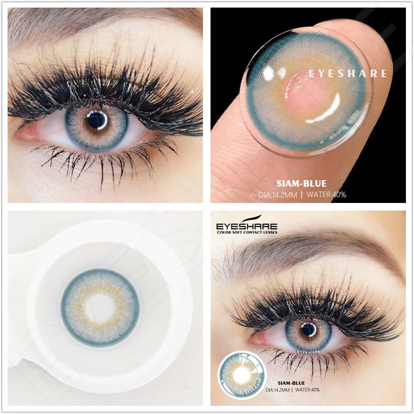 EYESHARE Natural Color Lens Eyes 2pcs Color Contact Lenses For Eyes Blue Gray Color Lens Yearly Beauty Cosmetic Contact Lens Eye
