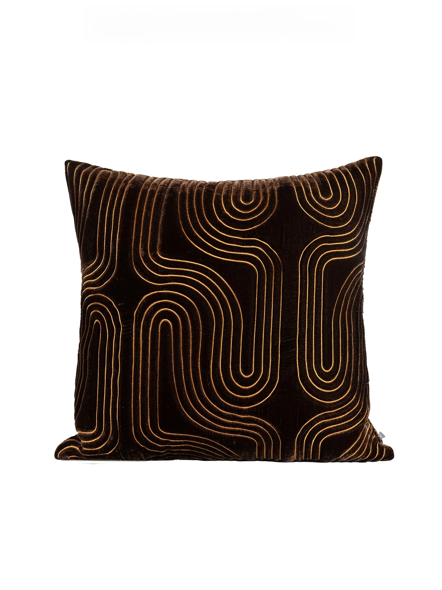 

Минималистичная черно-золотая шелковая бархатная подушка с вышивкой в виде лабиринта, квадратная, для дома, дивана, демонстрационного зала, мягкая декоративная подушка для дома