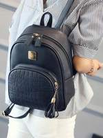 1psc Women'S Fashionable Lychee Pattern Backpack Is Suitable For Girls, White-Collar Workers, Travel And Daily Commuting
