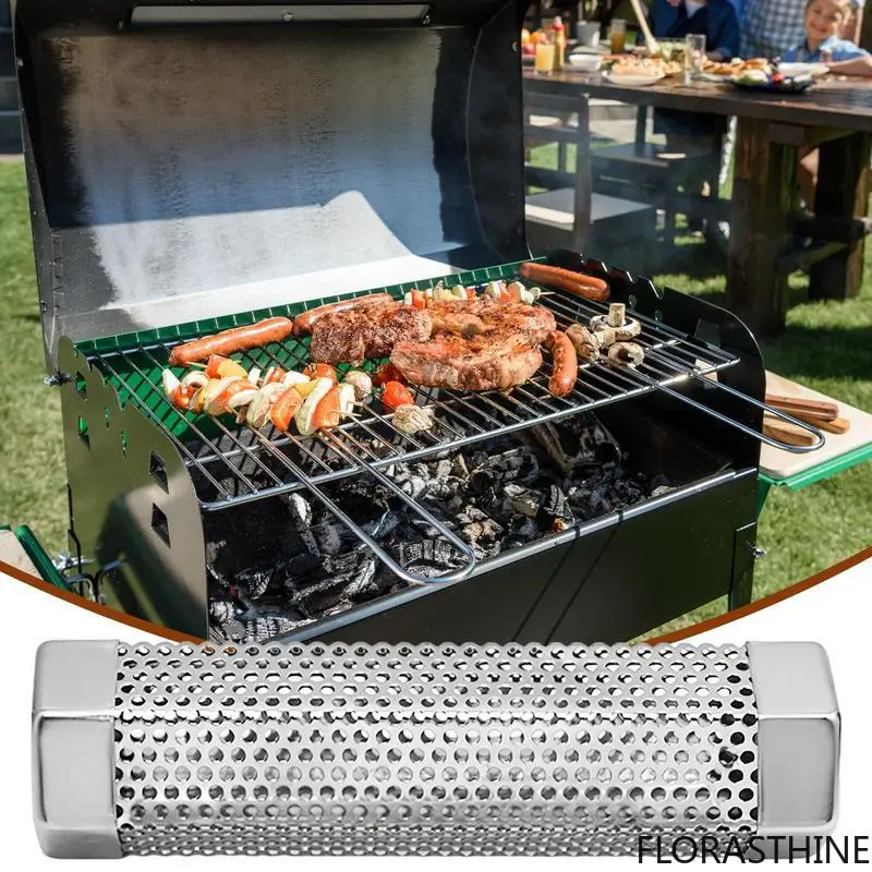 Pellet Smoker Tube 6in/7in Stainless Steel Grill Pipe Perforated Smoker Mesh Tube Filter Gadget Generator BBQ Accessories Tools