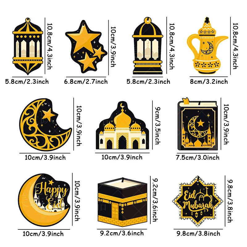 10pcs Ramadan tags for Eid al Fitr 2025, Mubarak home decoration for Ramadan, Karim al Adha, Islamic Muslim Party decor banner