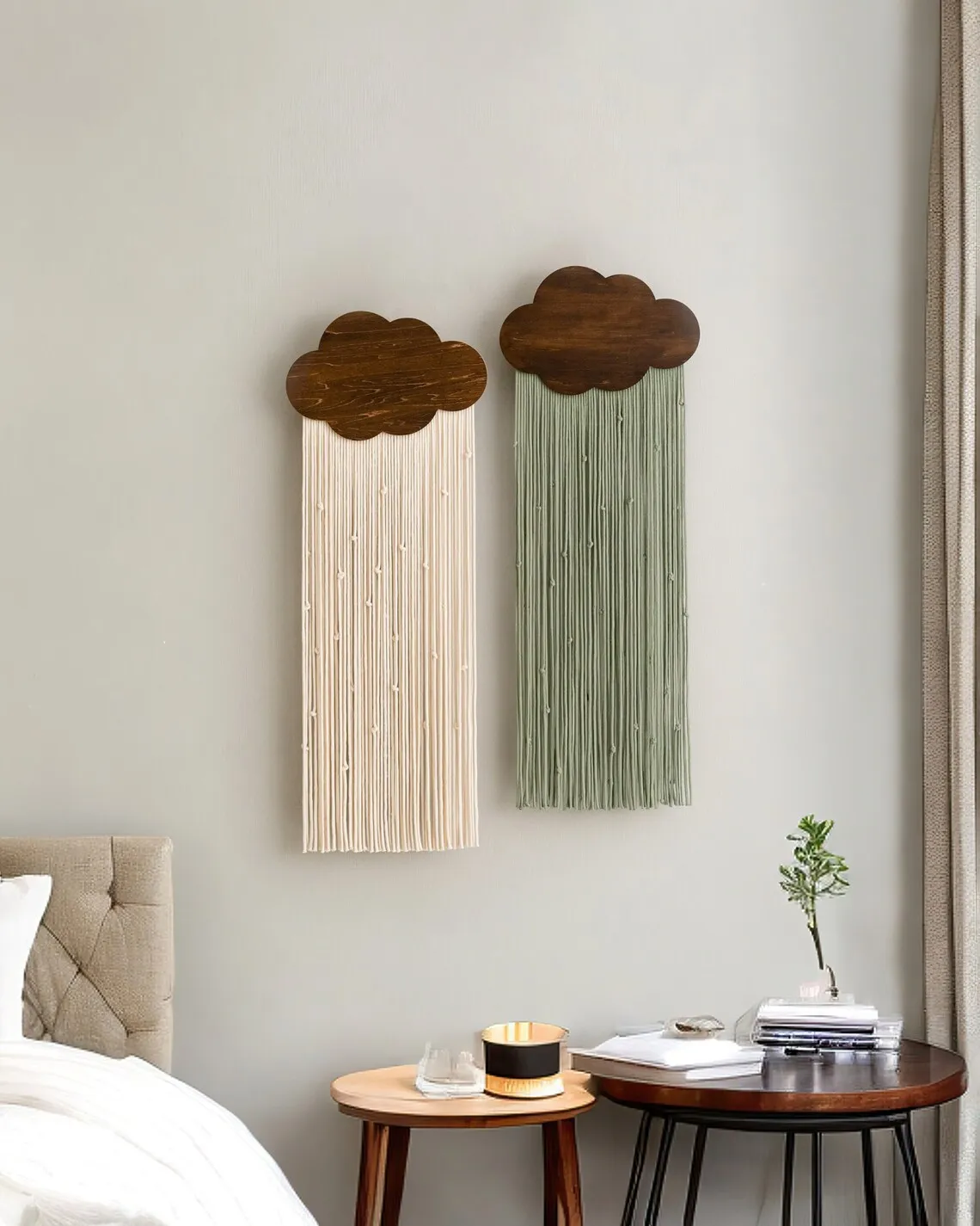 Cloud Macrame Wall Hanging Shelf Boho Home Decor Shelves On Wall Wood Decoration for Bedroom Living Room Nursery Christamas Gift