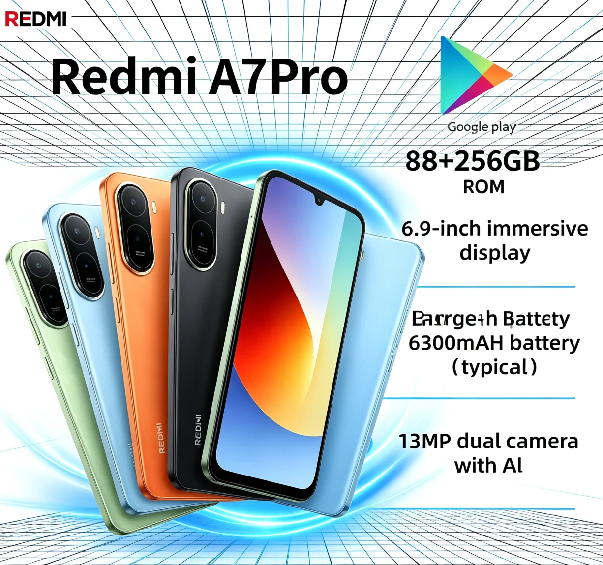 High‑Demand 2026 Global Version Redmi A7Pro Unlocked Cellphone 8+256GB Big Memory 6.9‑Inch FHD+ Stunning Full Screen Helio G85