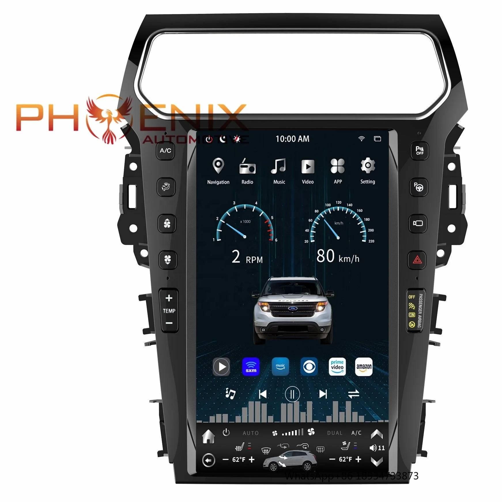 PA 13.6  inch HD Android 10 vertical touch screen car multimedia player navigation Gps system  For Ford Explorer 2011-2019 radio