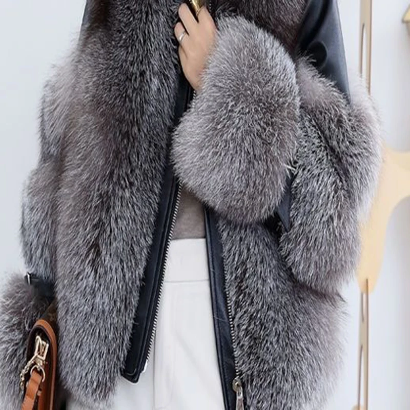 Imitation Fur Fox Hair Coat para mulheres, manga comprida, casaco quente, outwear de luxo feminino, chique, integrado, inverno, novo, venda quente, 2024