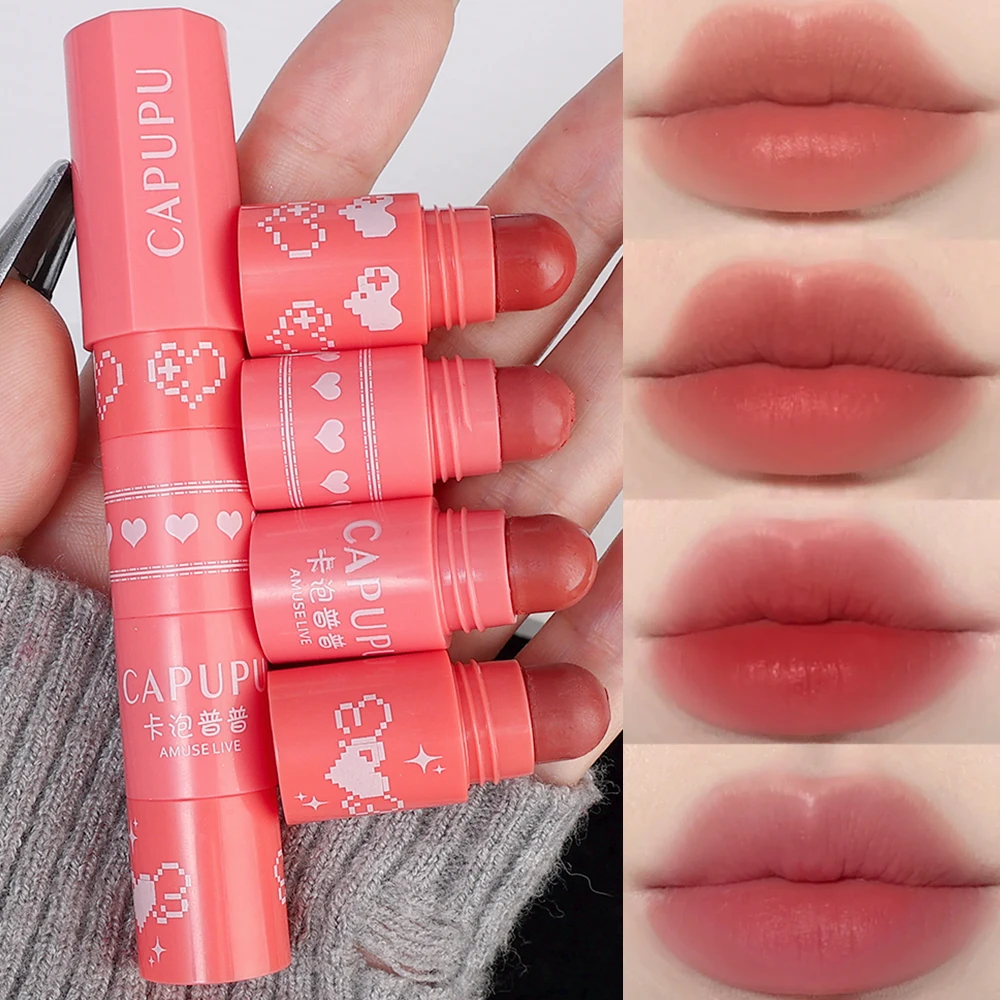 Waterproof 4 in1 Lipstick Matte Velvet Red Non-stick Cup Lasting Nude Pink Lip Tint Not Fading Crayon Lipstick Set Korean Makeup