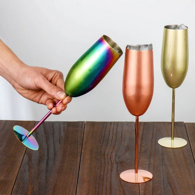 

304 stainless steel high foot Champagne Cup Cocktail Cup creative metal wine cup bar restaurant champagne wine cup