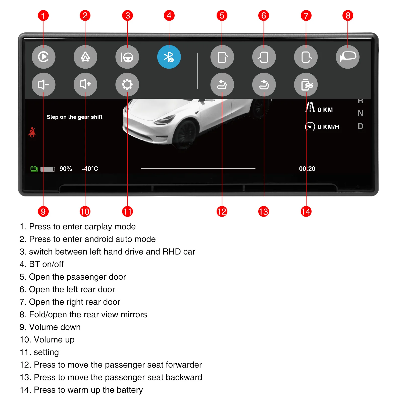HUD Tesla Model Y Head Up Display Model 3 front Screen Highland Instrument Cluster Air Vent F9 Driver Dashboard Speedometer 2024