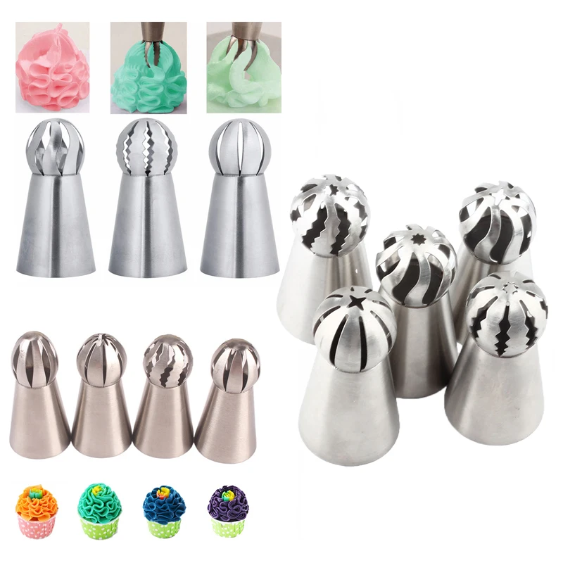 

Russian Piping Nozzle 5 Styles Sphere Ball Stainless Steel Cream Pastry Tips Nozzles Icing Piping Nozzles Cakes Baking Tools