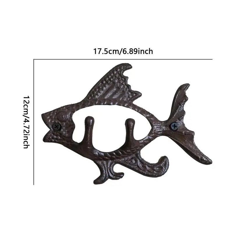 Home Decor Cast Iron Decorative Wall Hooks Fish Bone Shape Key Hanger Pastoral Vintage Series Coat Hook Bar Decoration Adornment