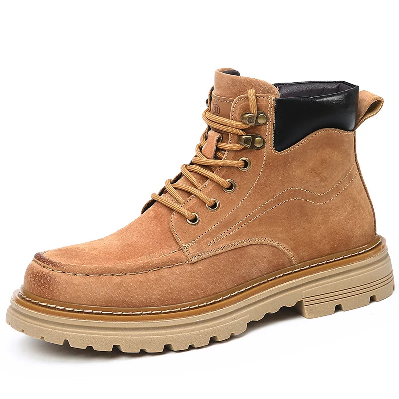 

Autumn Winter British Style Platform Boots for Men Retro Fashion Casual Work Shoes Male New Designer Zipper Cow Leather Boot Man