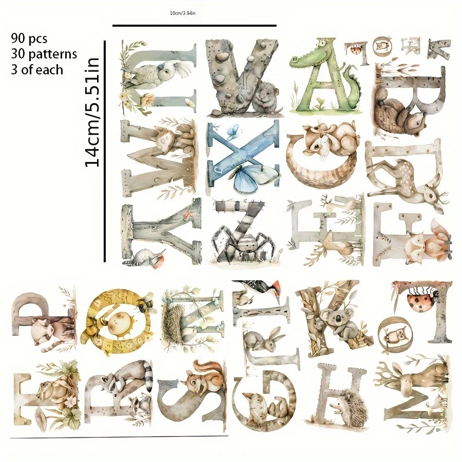 87–99 Stück Aufkleber mit Tieren, Wald, Alphabet, Meeresbewohner, Stricken, für Grußkarten, Scrapbooking, Papierhandwerk, Junk – Detail 7