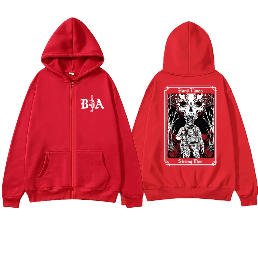 New Hard Times 2025 Brothers In Arms Double Sided print Zipper Hoodies Men women harajuku vintage streetwear Unisex Fleece Coat