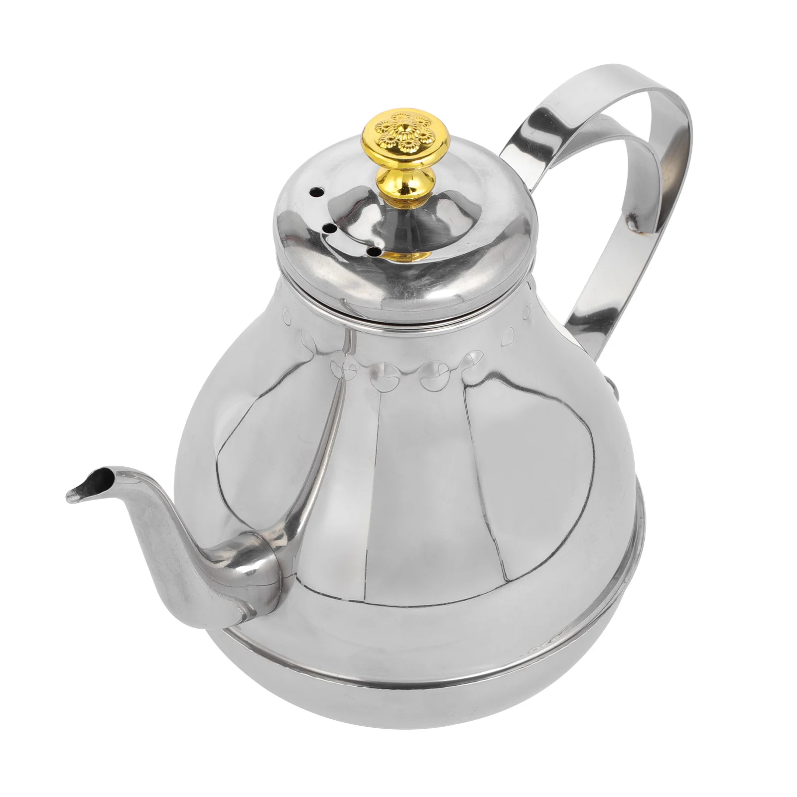 

1.2L Silver Stainless Steel Teapot Coffee Kettle Water Heater Thickened Pot Stove Compatible Household Kitchen Bar