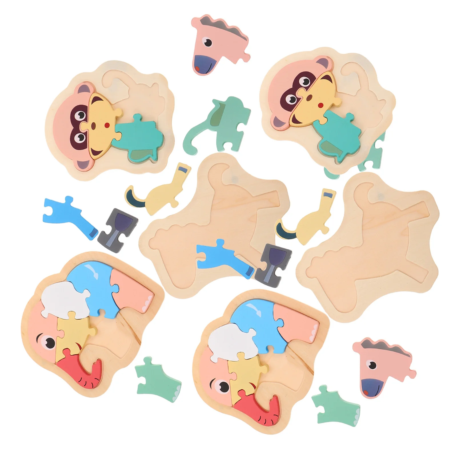 

6Pcs Wooden Animal Puzzles Elephant Educational Learning Set for Toddlers Preschool Matching Puzzle Game Early