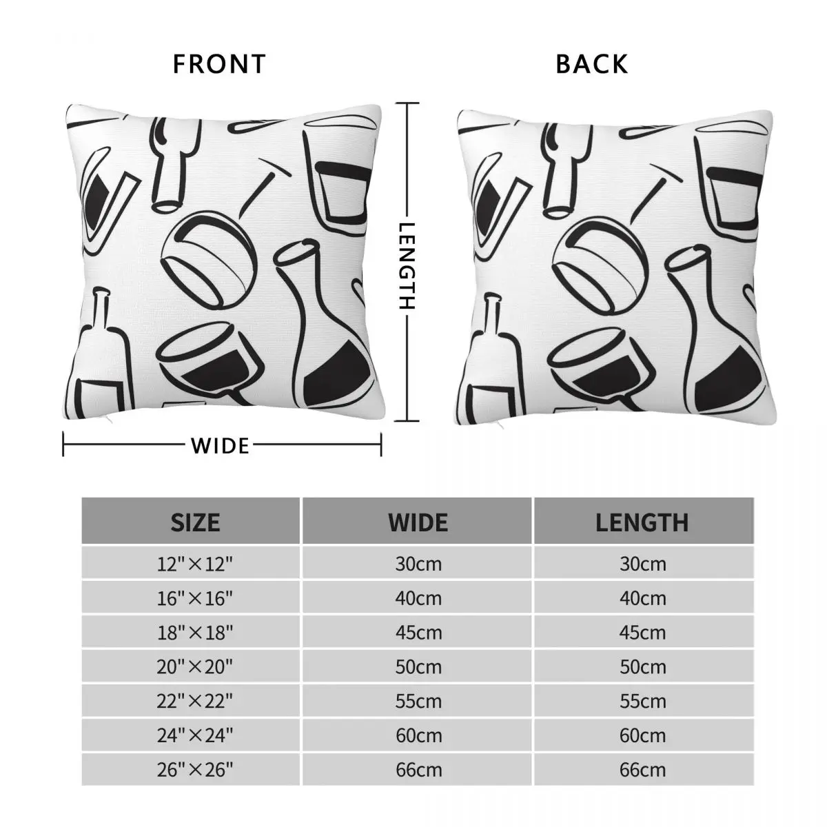 Wine Glasses And Bottles Square Pillowcase Polyester Linen Velvet Pattern Zip Decorative Throw Pillow Case Sofa Cushion Cover