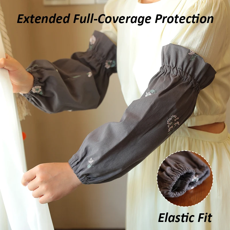 1 Pair of Embroidered Arm Sleeves with Adjustable Multi Color Elasticity, Simple Style, Suitable for Cleaning and Cooking