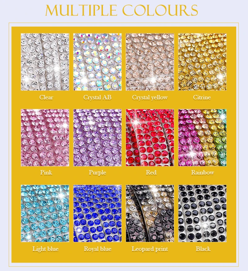 QIAO 10-Yards-Rolle Selbstklebendes Glas-Strassband 2 Reihen für DIY-Autodekorationen, Hochzeiten, Kleidung, Hüte, Handarbeiten – Detail 4