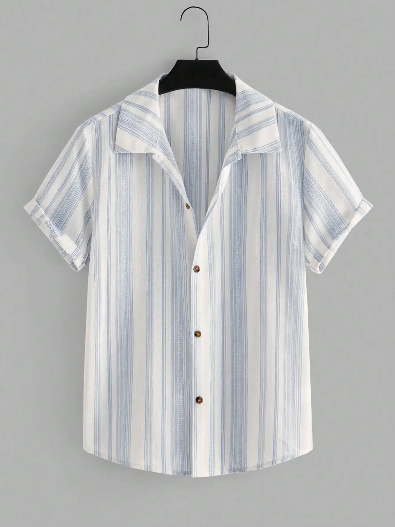 

Mens Summer Striped Short Sleeve Button-Down Casual Shirt