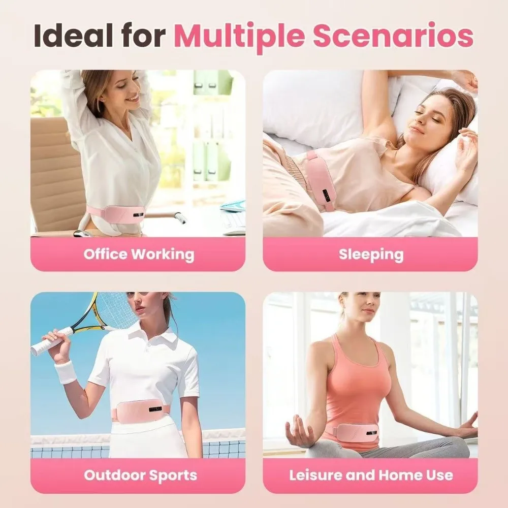 

5-Temperature Settings Electric Heating Uterine Warmer Belt Massage/Vibration Modes LED Display Heating Pad for Menstrual