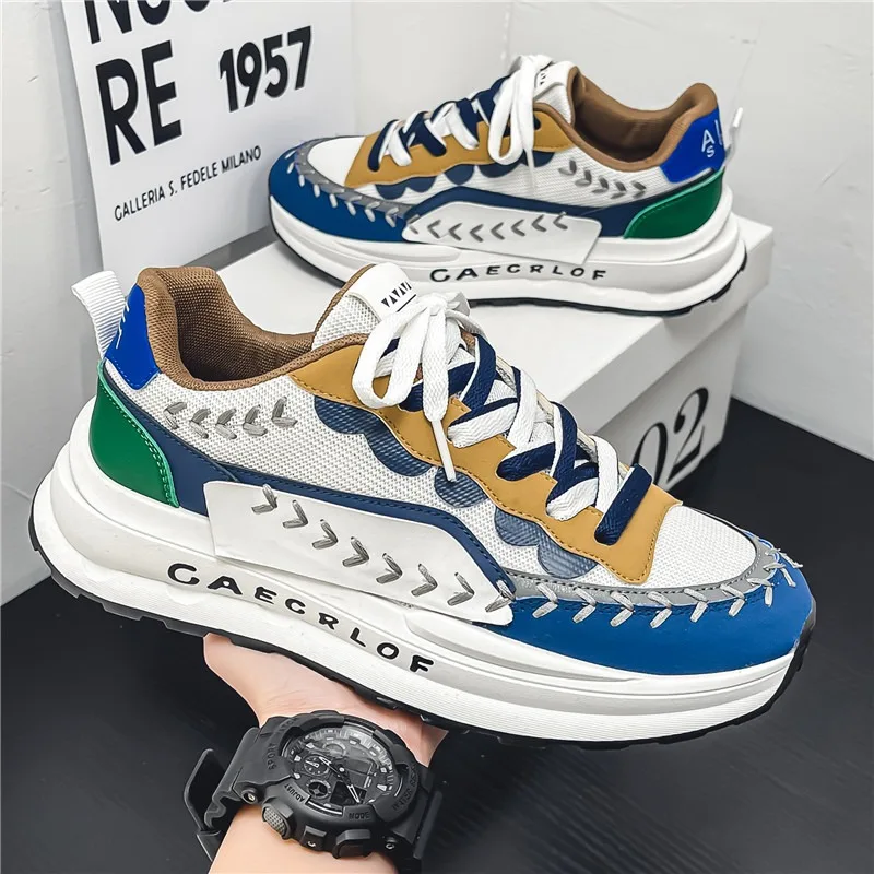 

Мужские кроссовки, повседневные кроссовки на толстой подошве для мужчин, износостойкие весенне-осенние мягкие и удобные модные нескользящие кроссовки