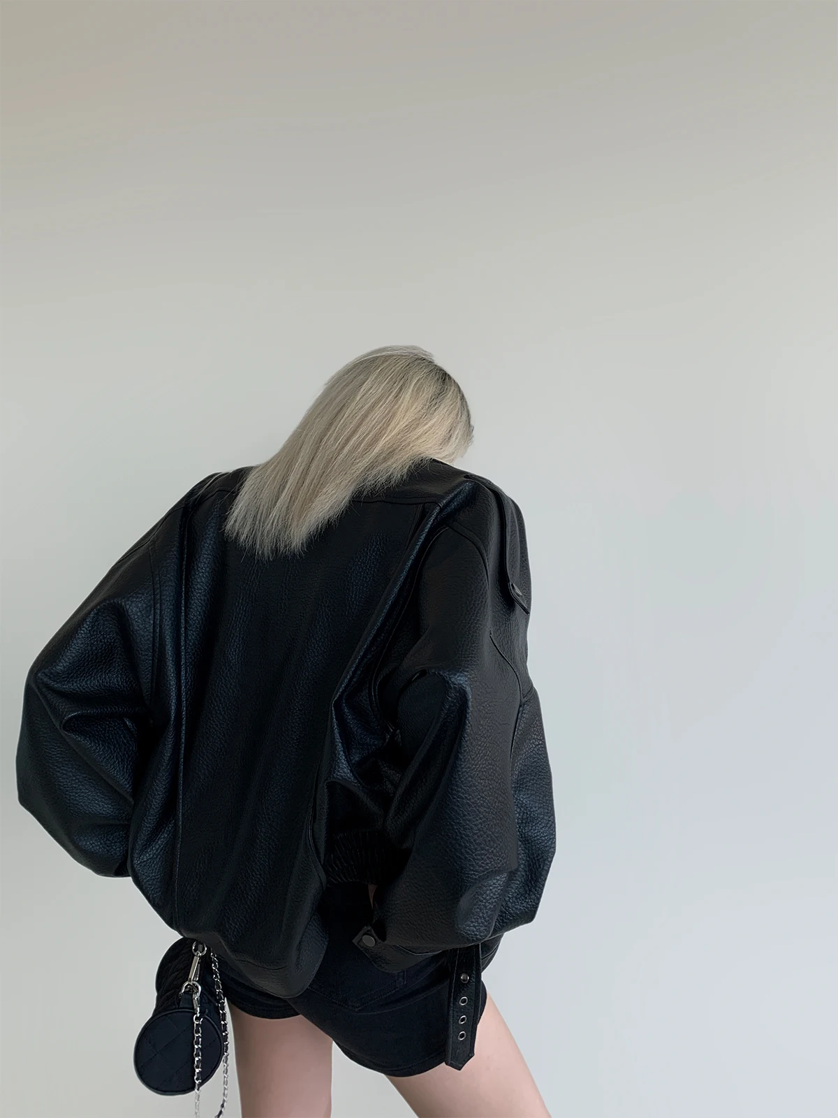 American Sle Motorcycle Leather Jaet Women's Spring Autumn Outerwear Berlin Street Sle High Waist ape PAPERLLL