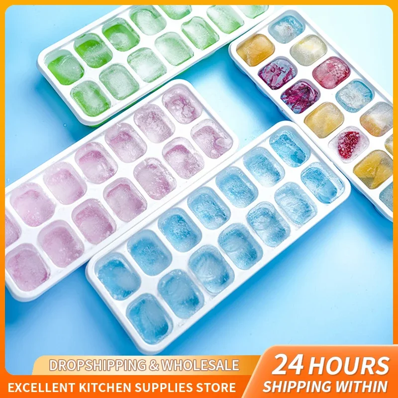 

14 Grid Ice Cube Tray Silicone Mold Square Cube Tray Mold Ice Cube Maker Non-toxic Durable Bar Pub Wine Ice Blocks Maker