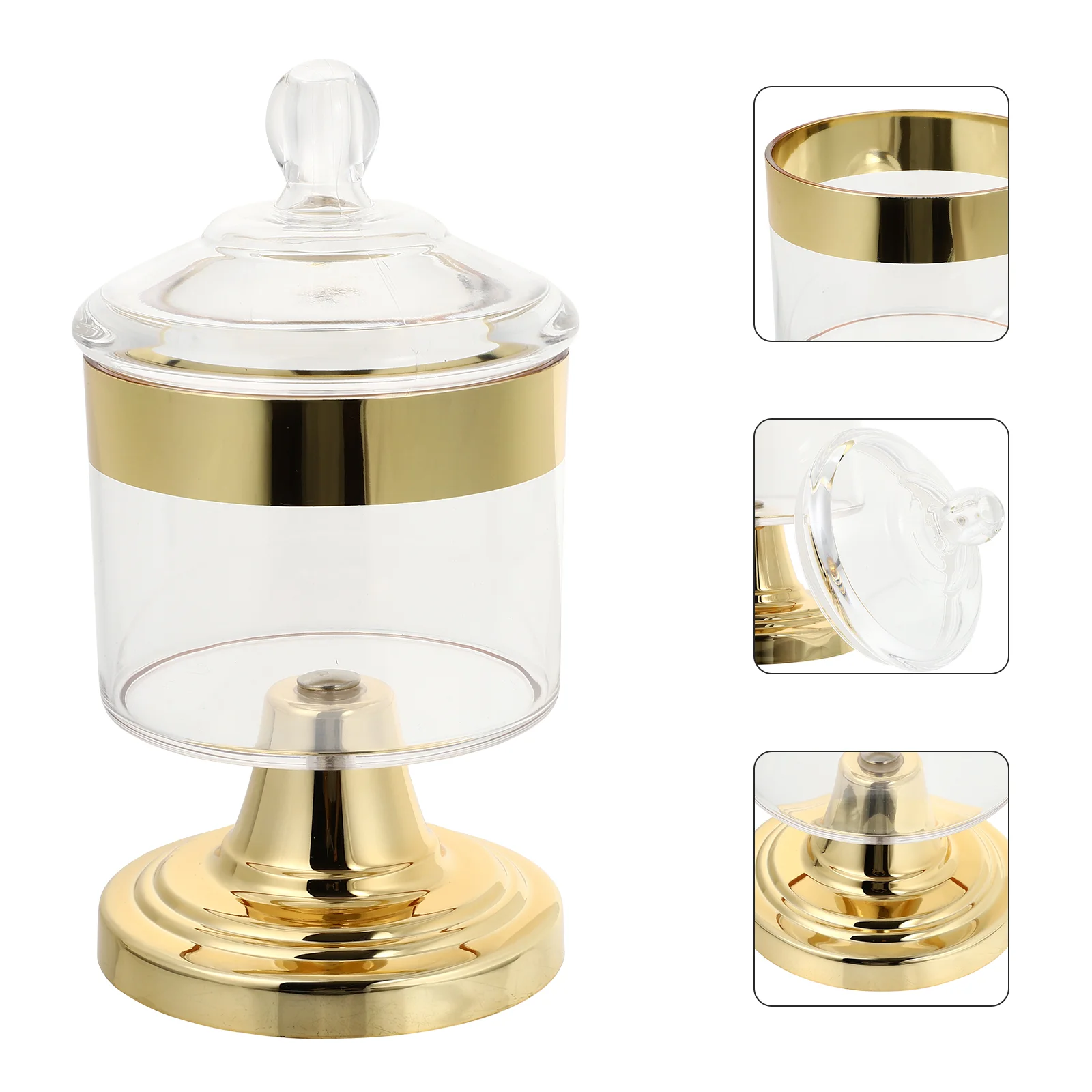 

Food Containers with Lids Candy Jar Sealed Lidded Home Cookie Acrylic Bottle Golden Snack Mason