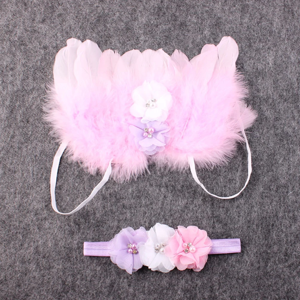 

Baby Girl Angel Wing Photo Prop Outfit Chiffon Headband Pink Newborn Photography Props Soft Comfortable Baby Photo Props