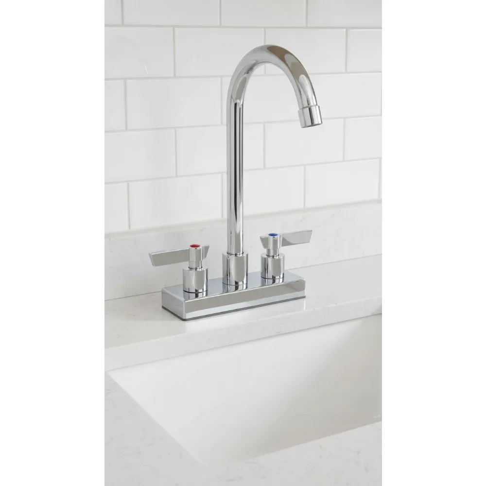

4 Inch Center Deck Mount Bar Sink Faucet, Dual Handles Commercial Utility for Kitchen Laundry Polished Chrome