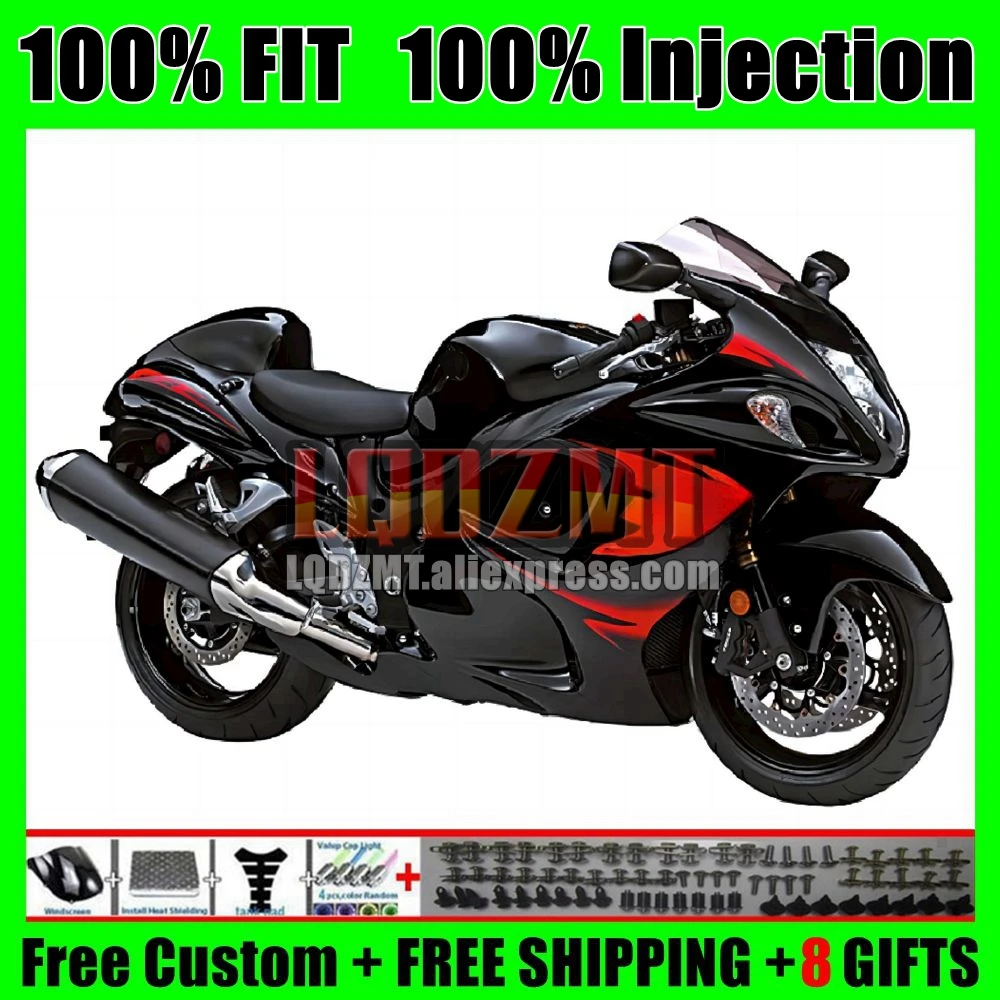 Fairing For SUZUKI Hayabusa GSXR1300 2008 2009 Gloss black 2010 2011 2012 2013 29No.53 GSXR 1300 GSXR-1300 14 15 16 17 18 19 20