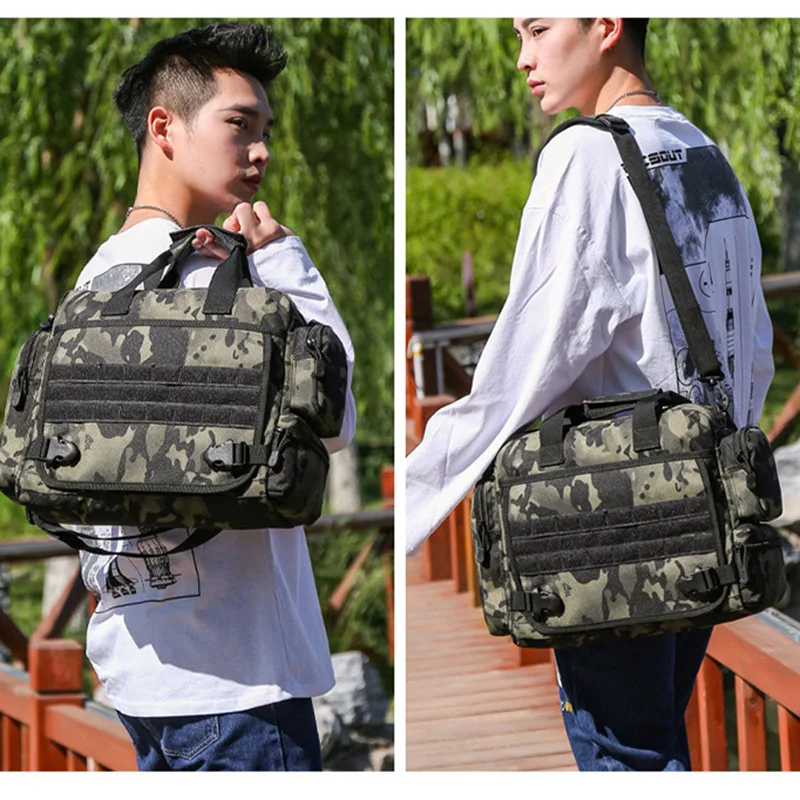 Imagem -02 - Outdoor Tactical One Shoulder Laptop Bolsa Mochilas de Grande Capacidade Multifuncional Nylon Camping Handbag Trendy Fishing Travel Bag