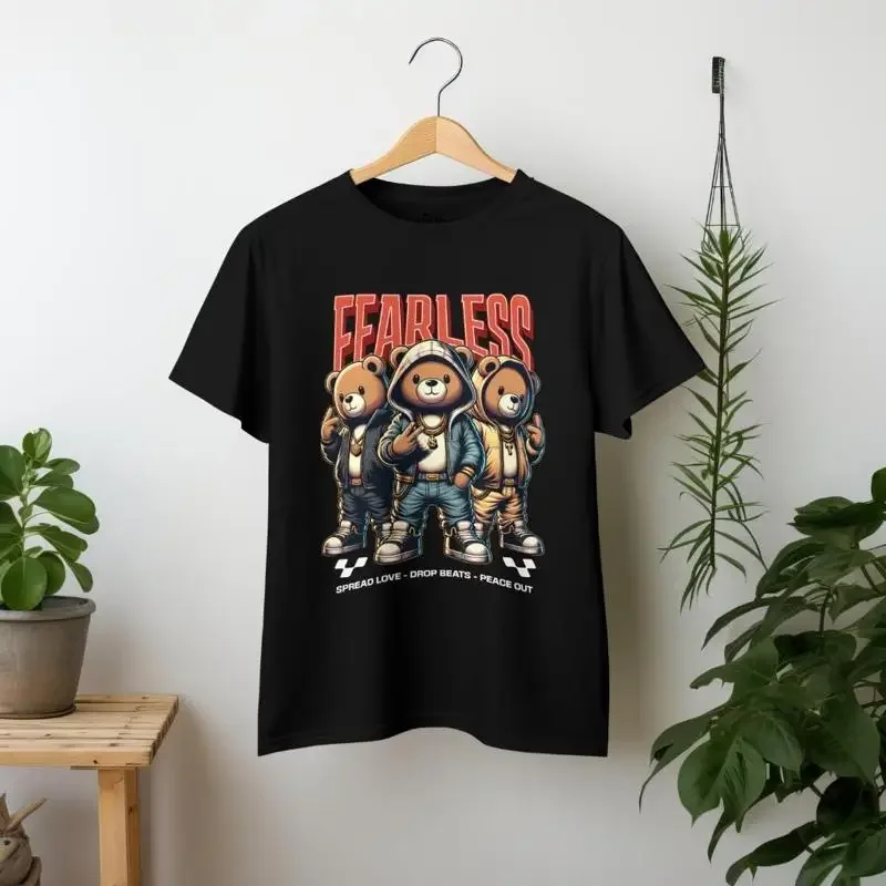 Fearless Teddy T Shirt Cool Streetwear Hip Hop Spread Love Peace Out Best 2025