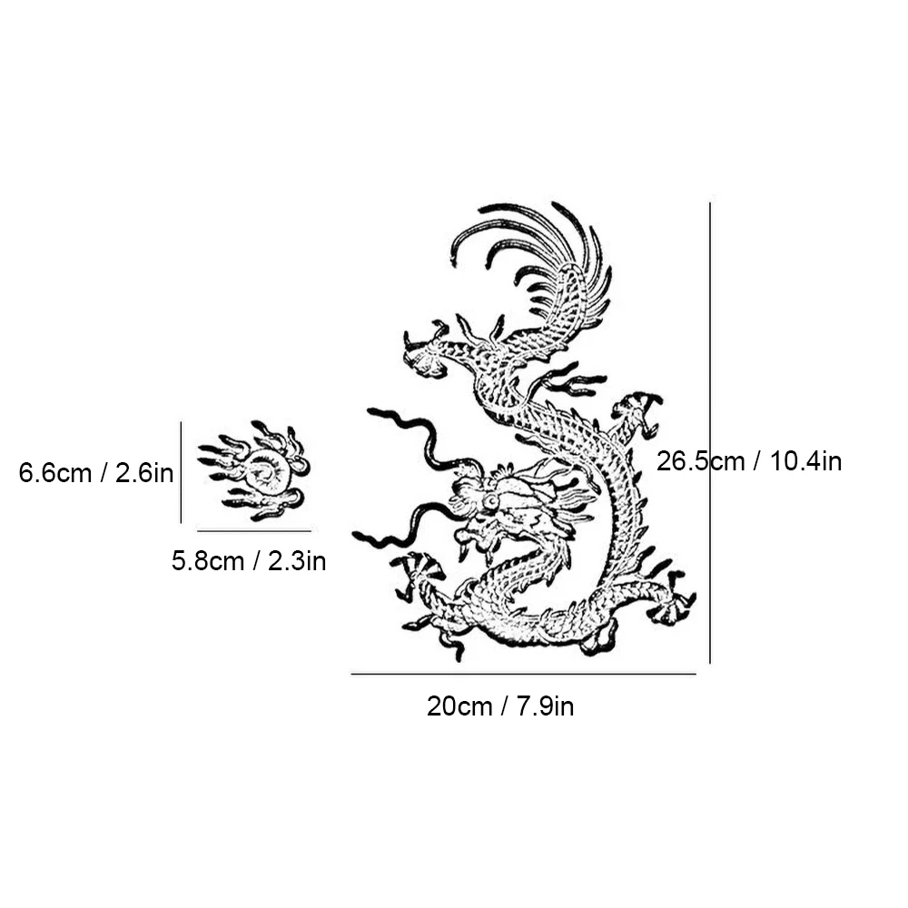 1 Piece 20*26.5cm Embroidery Dragon Patch for DIY, Sew on Clothes, Ethnic Style, Classical Decorations, Garment Accessories