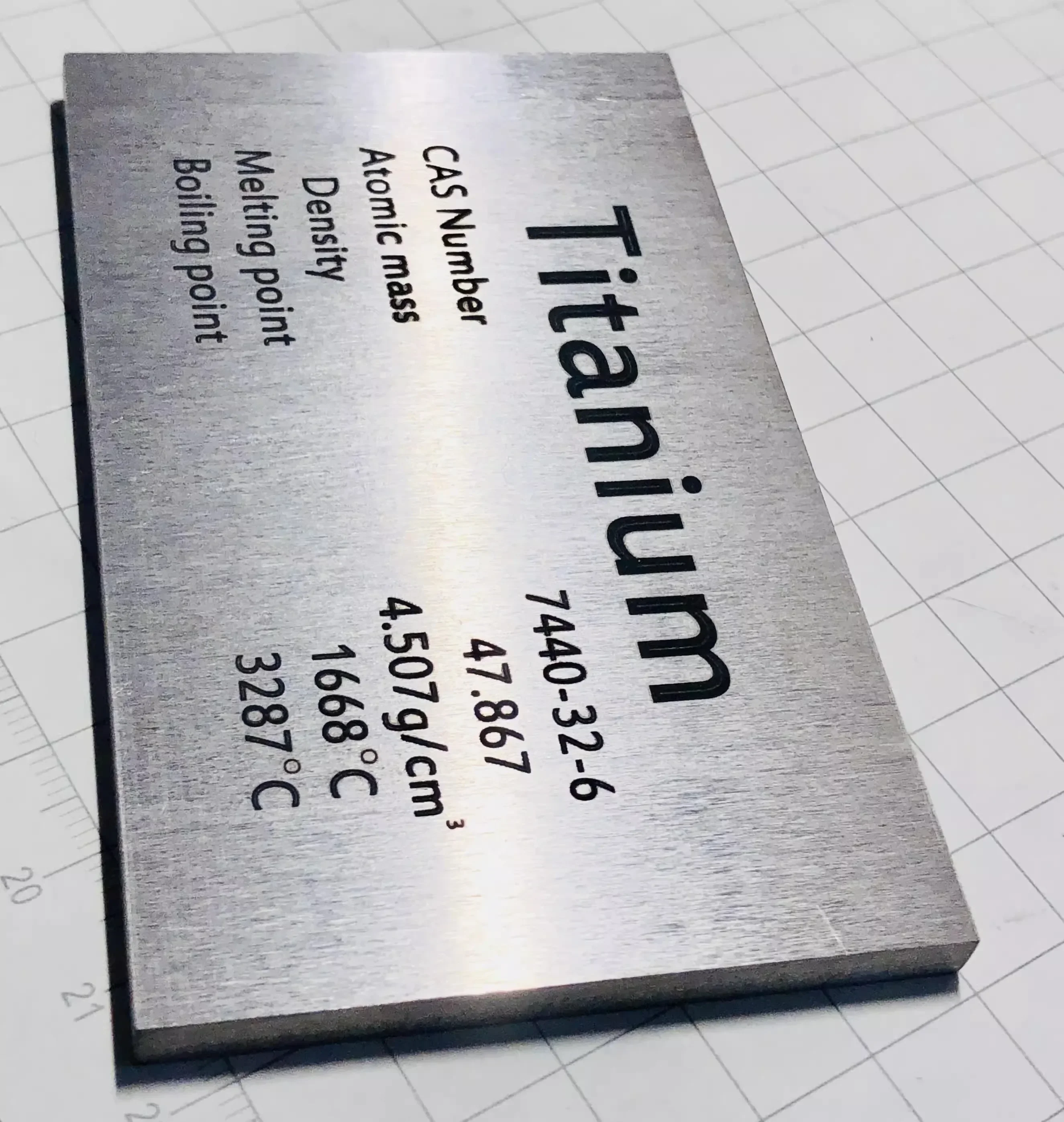 Engraved Pure Titanium Plate on The Periodic Table of Elements