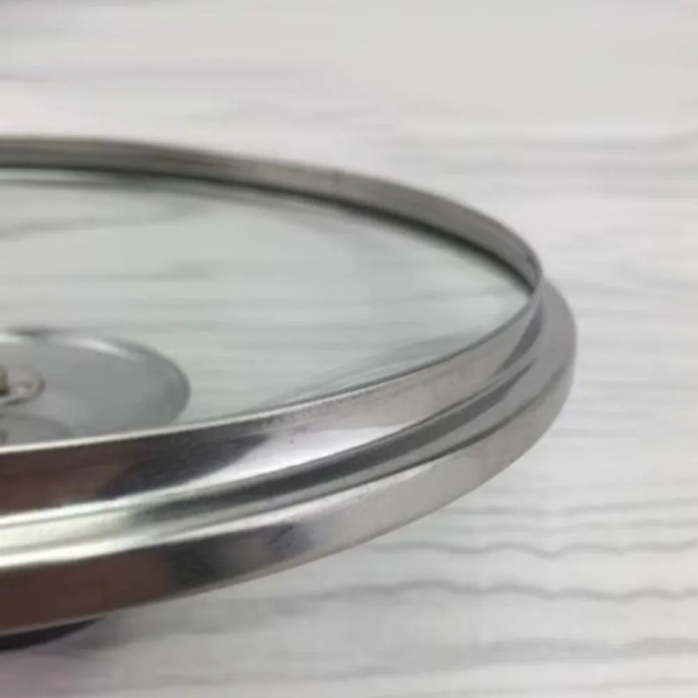 Durable Universal Pot Cover Round Tempered Glass Frying Pan Cover Stainless Steel Anti-scalding Pot Lid Kitchen Accessories