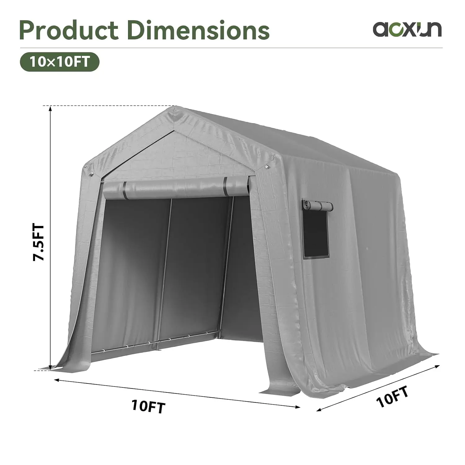 10x10 FT Outdoor Portable Storage Shed Tent for Motorcycle, Gray, Customized