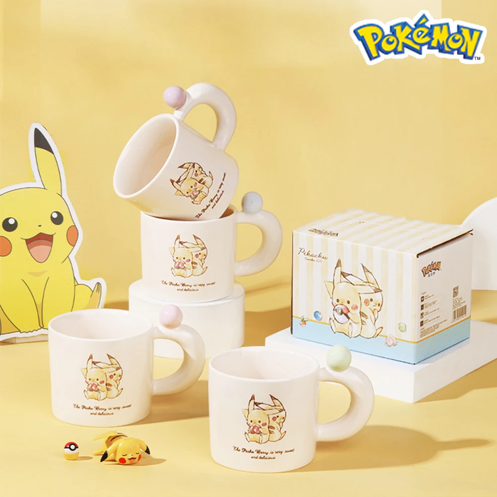 SHUNXIANG Pokémon Pikachu Pattern Ceramic Coffee Mug Microwave Safe Cute Cartoon Breakfast Milk Juice Water Cup Drinkware Gifts