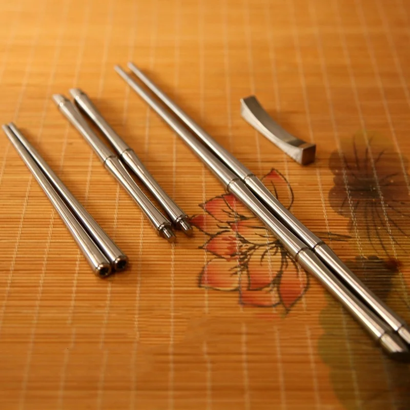 Titanium alloy TC4 solid chopsticks, segmented folding, portable for outdoor travel, Chinese style household use,Gift