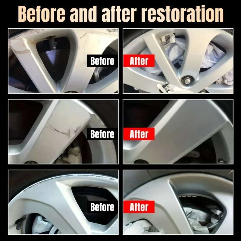 Car rim scratch repair and polishing kit - restore gloss and remove oxidation from tire edges