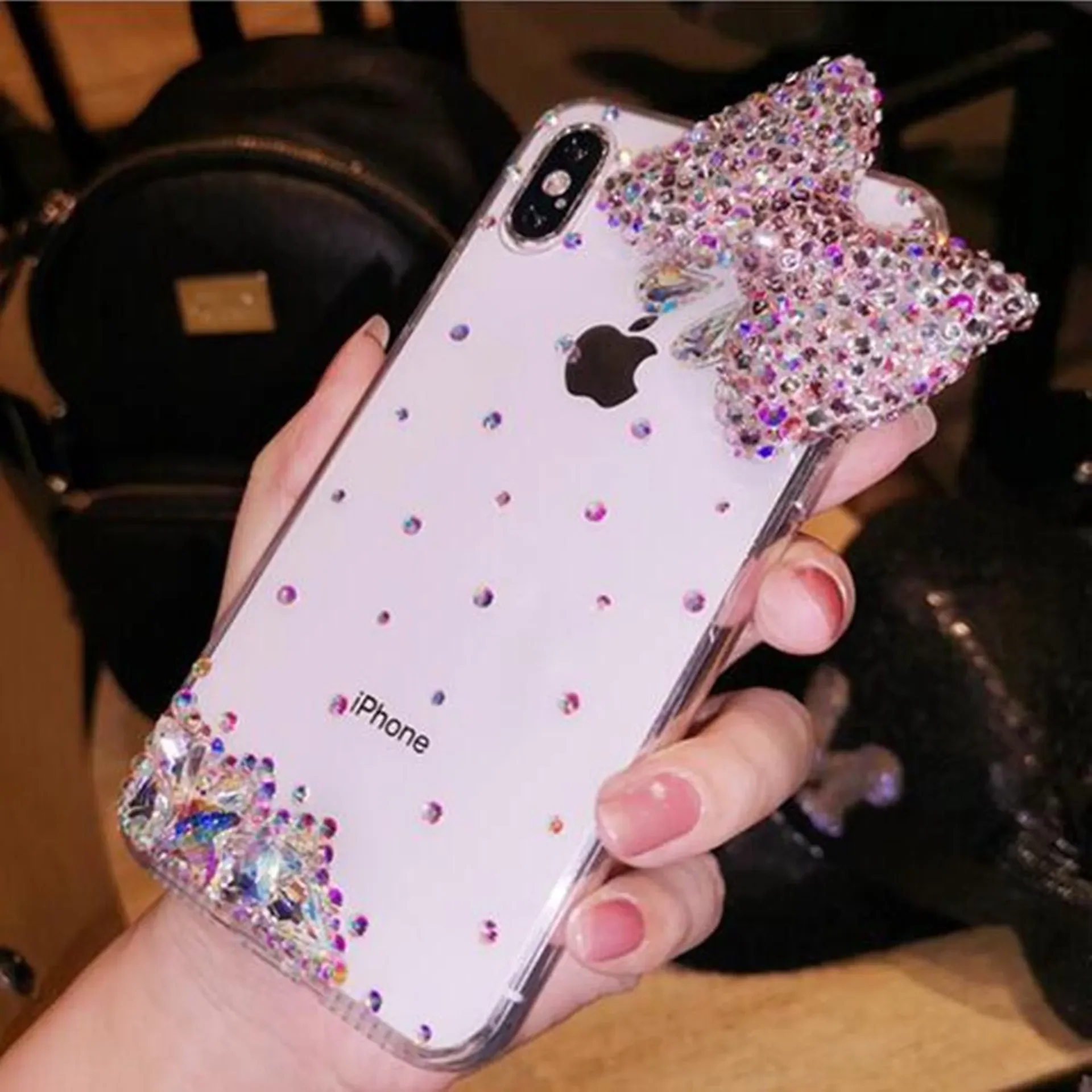 Rhinestone Diamond Cover Case for iPhone, Luxury Bling Shell, Soft Phone Jewelry for iPhone 13, 16, 15 Pro, 17 Air Max, 16Plus