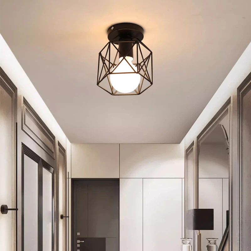 Iron walkway ceiling light minimalist Nordic retro balcony, kitchen light, hallway iron entrance small ceiling light