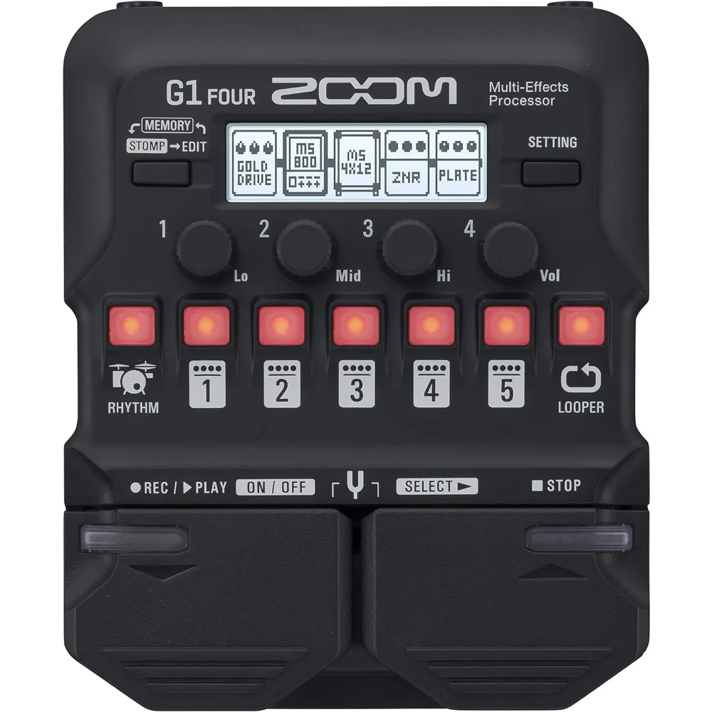 

Zoom G1 FOUR Guitar Multi-Effects Processor Pedal, With 60+ Built-in effects, Amp Modeling, Looper, Rhythm Section, Tuner