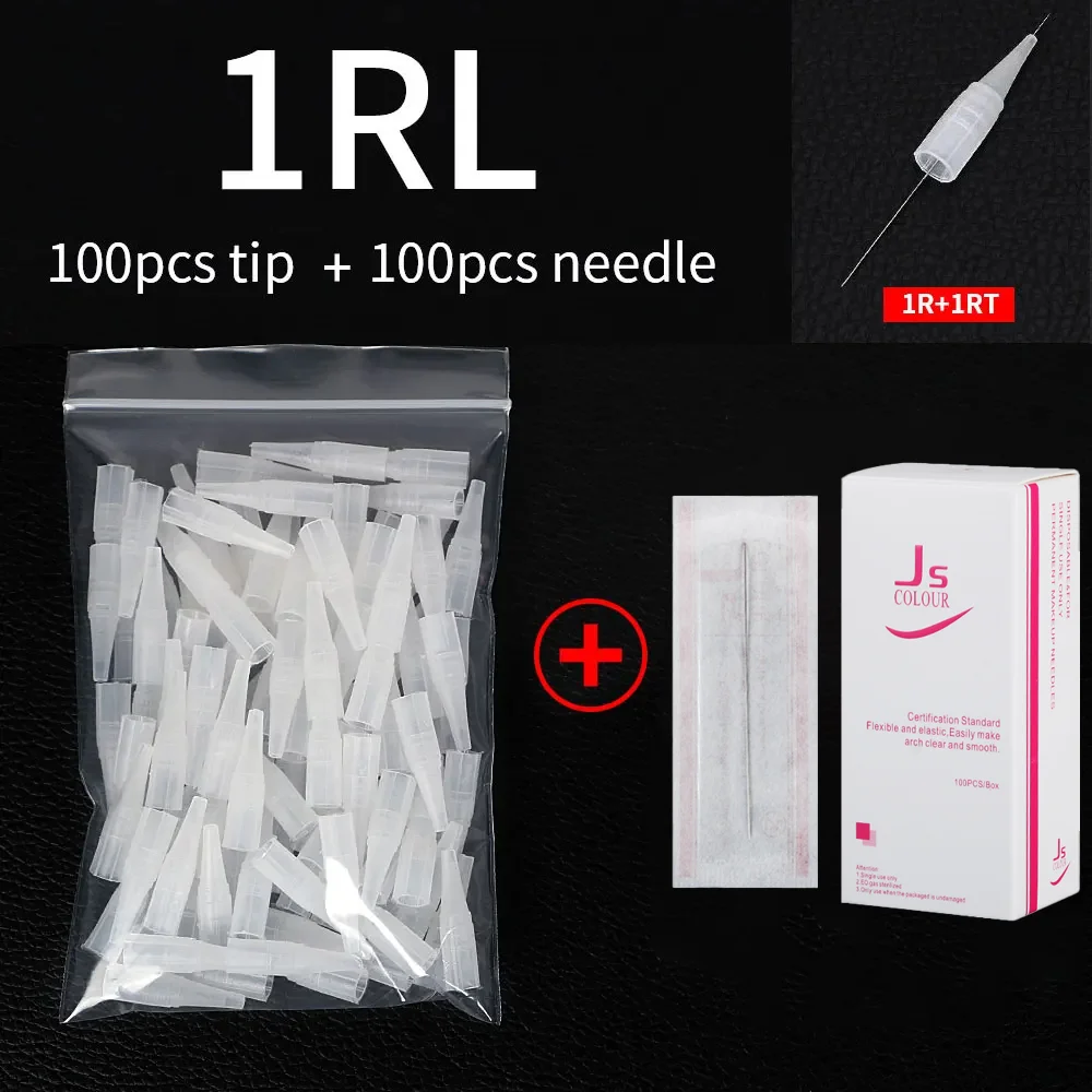 100PCS Tattoo needle 1R 3R 5R 5F 7F + 100 pezzi monouso needle cap micro blade trucco permanente sopracciglio tattoo machine