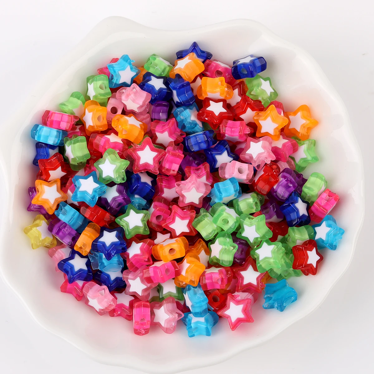 

200pcs/pack acrylic two-color transparent color pentagram beaded diy jewelry bracelet accessories loose bead material